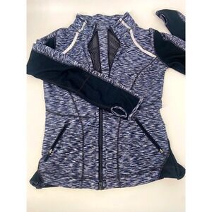 Zella Reflective Athletic Jacket Blue /White Thumbholes  Size XL Breathable Mesh